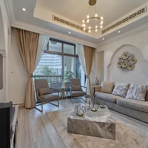 Burj Khalifa Partial View Peak Living Luxury 2br Souk Al-bahar Beside Mall-golden Homes دبي